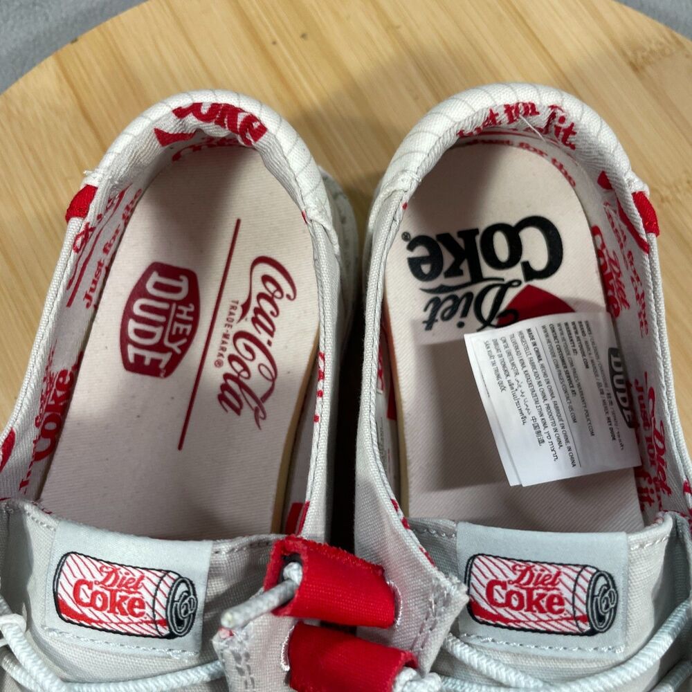 NWT Hey Dude Wendy Diet Coke Womens Size 6 Shoes Slip-on Loafers Grey/Red - Picture 14 of 16